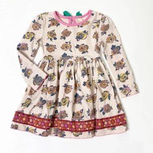 Matilda Jane Size 4 Dress Enchanted Evening Cream Rose Floral, Long Sleeves